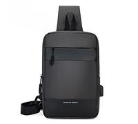 Marsupio da uomo casual con porta di ricarica USB, borsa a tracolla per uomo, grigio, Bellezza di massa
