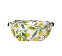 Marsupio da uomo con cintura regolabile, motivo floreale e foglie di limone, Foglia di fiori, Taglia unica