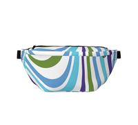 Marsupio da uomo con cintura regolabile, motivo teschio grigio floreale, Astratto Verde Blu, Taglia unica