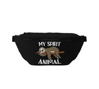 Marsupio da uomo con cintura regolabile, stile cartone animato, nero semplice pipistrello, Bradipo Dormire Cart, Taglia unica