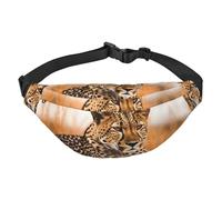 Marsupio da uomo e da donna, alla moda, con stampa di Cheetah Waiting for an Opportunity, borsa a tracolla, con cinghia regolabile, impermeabile, per viaggi, escursionismo, sport, Nero , Taglia unica