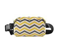 Marsupio da uomo e da donna, alla moda, impermeabile, con cinghia regolabile, per viaggi, vacanze, corsa, motivo a zigzag, giallo, Moda Zigzag Pattern Giallo, 1 Size