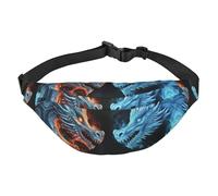 Marsupio da uomo e da donna con drago di ghiaccio e fuoco, alla moda, borsa a tracolla con tracolla regolabile, impermeabile, per viaggi, escursionismo, sport, nero, uno, Nero , Taglia unica