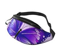 Marsupio da uomo e da donna, con farfalla viola, impermeabile, alla moda, alla moda, con cinghia regolabile, grande borsa a tracolla per viaggi ed escursioni