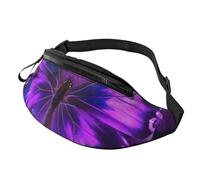 Marsupio da uomo e da donna, con farfalla viola, impermeabile, alla moda, alla moda, con cinghia regolabile, grande borsa a tracolla per viaggi ed escursioni