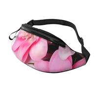 Marsupio da uomo e da donna, con fiori rosa, impermeabile, sportivo, alla moda, con tracolla regolabile, grande, per viaggi ed escursioni