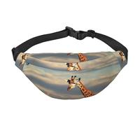 Marsupio da uomo e da donna, con giraffa e animali dell'Africa, alla moda, borsa a tracolla con tracolla regolabile, impermeabile, per viaggi, escursionismo, sport, colore nero, Nero , Taglia unica