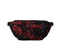 Marsupio da uomo e da donna, con lupo, acchiappasogni, con cinghia regolabile, alla moda, marsupio da viaggio, Foto Rosa Rossa, Taglia unica