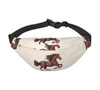 Marsupio da uomo e da donna, con motivo cavallo marrone, alla moda, borsello a tracolla con tracolla regolabile, impermeabile, per viaggi, escursionismo, sport, nero, taglia unica, Nero , Taglia unica