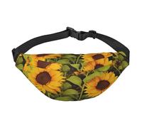 Marsupio da uomo e da donna, con motivo floreale e sole, alla moda, borsello a tracolla, con cinghia regolabile, impermeabile, per viaggi, escursionismo, sport, nero, taglia unica, Nero , Taglia unica