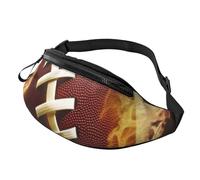 Marsupio da uomo e da donna, con motivo football americano fiammeggiante, impermeabile, alla moda, alla moda, con cinghia regolabile, grande borsa a tracolla per viaggi ed escursioni