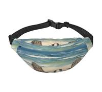 Marsupio da uomo e da donna, con motivo scena da spiaggia con sedie, marsupio alla moda, borsa a tracolla con tracolla regolabile, impermeabile, per viaggi, escursionismo, sport, nero, uno, Nero ,