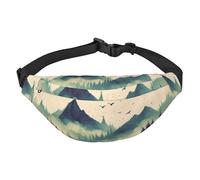 Marsupio da uomo e da donna, con paesaggio montano, marsupio alla moda, borsello a tracolla con cinghia regolabile, impermeabile, per viaggi, escursionismo, sport, nero, taglia unica, Nero , Taglia