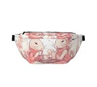 Marsupio da uomo e da donna, con rose e strisce rosse, con cinghia regolabile, alla moda, da viaggio, Due Conigli Bere Tè, Taglia unica