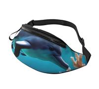 Marsupio da uomo e da donna, con stampa di delfini subacquei, leggero, accessorio da viaggio per escursionismo, ciclismo, corsa