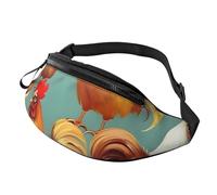 Marsupio da uomo e da donna con stampa di gallo carino, accessorio da viaggio leggero per escursionismo, ciclismo, corsa