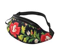 Marsupio da uomo e da donna con stampa di rose in stile ucraino, leggero, per viaggi, shopping ed eventi all'aperto