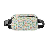 Marsupio da uomo e da donna con volti colorati di gatti su sfondo blu, per viaggi, vacanze, corsa, Camaleonte Carino Cartoon Bambini Colorato, 1 Size
