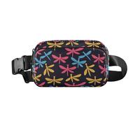 Marsupio da uomo e da donna con volti colorati di gatti su sfondo blu, per viaggi, vacanze, corsa, Illustrazione del modello di libellula, 1 Size