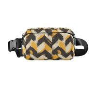 Marsupio da uomo e da donna con volti colorati di gatti su sfondo blu, per viaggi, vacanze, corsa, Moda Zigzag Pattern Giallo, 1 Size