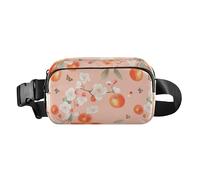 Marsupio da uomo e da donna, multifunzione, con bacche di bufalo e frutti di bosco, elegante, antifurto, colore: bianco, Serviceberry Frutta Pesca, 1 size