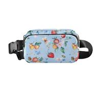 Marsupio da uomo e da donna, multifunzione, con bacche di bufalo e frutti di bosco, elegante, antifurto, colore: bianco, Fragole Dolci Frutta Blu, 1 size