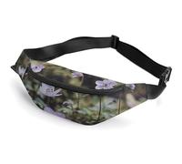 Marsupio da uomo e da donna, piccolo anemone viola, a tracolla, per viaggi, passeggiate, corsa, stile 1, 36 x 15 cm