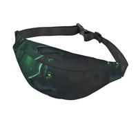 Marsupio da uomo e da donna, regolabile, a tracolla, con lupo verde, Nero , Taglia unica