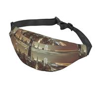 Marsupio da uomo e da donna, regolabile, marsupio a tracolla Chicago City, Nero , Taglia unica