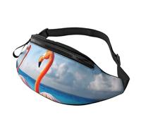 Marsupio da uomo e donna, con fenicottero sulla spiaggia, impermeabile, sportivo, alla moda, borsa a tracolla, con tracolla regolabile, grande borsa a tracolla per viaggi ed escursioni