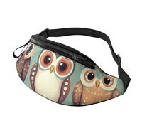 Marsupio da uomo e donna con stampa di gufi in stile cartone animato, elegante, comodo da viaggio, per escursionismo, ciclismo e corsa