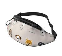 Marsupio da uomo e donna con stampa di razza canina, elegante, comodo da viaggio, per escursionismo, ciclismo e corsa