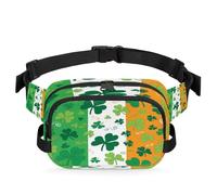 Marsupio da uomo e donna, con trifoglio di San Patrizio, bandiera irlandese, regolabile e impermeabile, per viaggi, sport, escursionismo, corsa, Trifoglio, Taglia unica