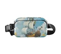 Marsupio da uomo e donna, impermeabile, antifurto, con fiori e giardino, Nave pirata Mare Blu, 1 size