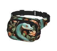 Marsupio da uomo e donna, marsupio a serpente e fiore con cinghie regolabili, borsa da viaggio a tracolla, colore nero, taglia unica, taglia unica, nero, Taille unique