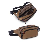 Marsupio da uomo e donna, multifunzione: marsupio sportivo con 11 scomparti, impermeabile, regolabile da 52 a 120 cm, crossbody per viaggi, festival, addestramento del cane, mountain bike, marrone, L