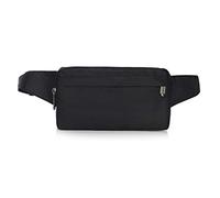 Marsupio da uomo in nylon con cintura in vita, borsa a tracolla con zip, Nero