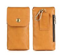 Marsupio da uomo in pelle, piccola cintura con passante per cintura, piccolo marsupio da uomo, 18 cm x 9 cm, in pelle, da uomo, per grandi smartphone, marrone