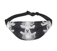 Marsupio da uomo in poliestere impermeabile, leggero e resistente, ideale per donne e uomini, marmo nero, Nero e fantasma di Halloween, Taglia unica