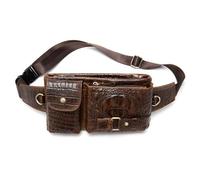 Marsupio Da Uomo In Vera Pelle, Marsupio Impermeabile, Marsupi Resistenti All'usura For Cellulare Da Motociclista, Borsa A Tracolla Casual For Escursionismo, Ciclismo, Shopping, Regali For Feste(Croco