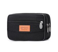 Marsupio da uomo per sport all'aria aperta Marsupio in tela di moda con tasche multiple Portamonete con cerniera Borsa portamonete per monete per il miglior regalo (Stile nero uno)