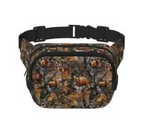 Marsupio da viaggio a tracolla da viaggio con stampa di cervi e orsi da caccia e da uomo e da donna, quadrato, a doppio strato, per allenamento, nero, Taglia unica