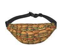 Marsupio da viaggio alla moda con molti simpatici hamburger, adatto per sport, corsa, ciclismo, viaggi, pesca, grande borsa a tracolla per ragazzi,