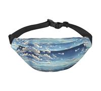 Marsupio da viaggio alla moda con nuvole bianche sul mare, adatto per sport, corsa, ciclismo, viaggi, pesca, borsa grande a tracolla per ragazzi, nero, taglia unica