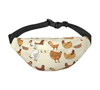 Marsupio da viaggio con cavalli marroni, grande borsa a tracolla, alla moda, carino, per sport all'aria aperta, Una fuga di polli, Taglia unica
