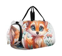 Marsupio da viaggio con falena e fungo per ragazze Tote Weekend Duffel Pernottamento Danza Duffle Bag Ragazzi Carry on Duffel Bag, Simpatico cartone animato Fox Fiori, classico