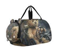 Marsupio da viaggio con falena e fungo per ragazze Tote Weekend Duffel Pernottamento Danza Duffle Bag Ragazzi Carry on Duffel Bag, Teddy Bear Guidare Auto, classico