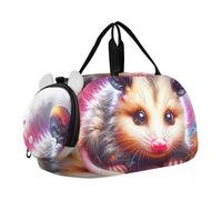 Marsupio da viaggio con falena e fungo per ragazze Tote Weekend Duffel Pernottamento Danza Duffle Bag Ragazzi Carry on Duffel Bag, Carino Opossum Anima, classico