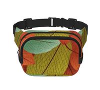 Marsupio da viaggio con motivo foglie, regolabile, unisex, grande