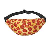 Marsupio da viaggio con motivo pizza realistica, leggero, con cinghia regolabile, Nero , Taglia unica, Cintura per soldi